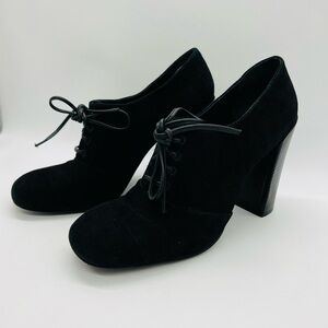 TORY BURCH WOMENS BLACK SUEDE LACE UP HEELS SIZE 9.5M